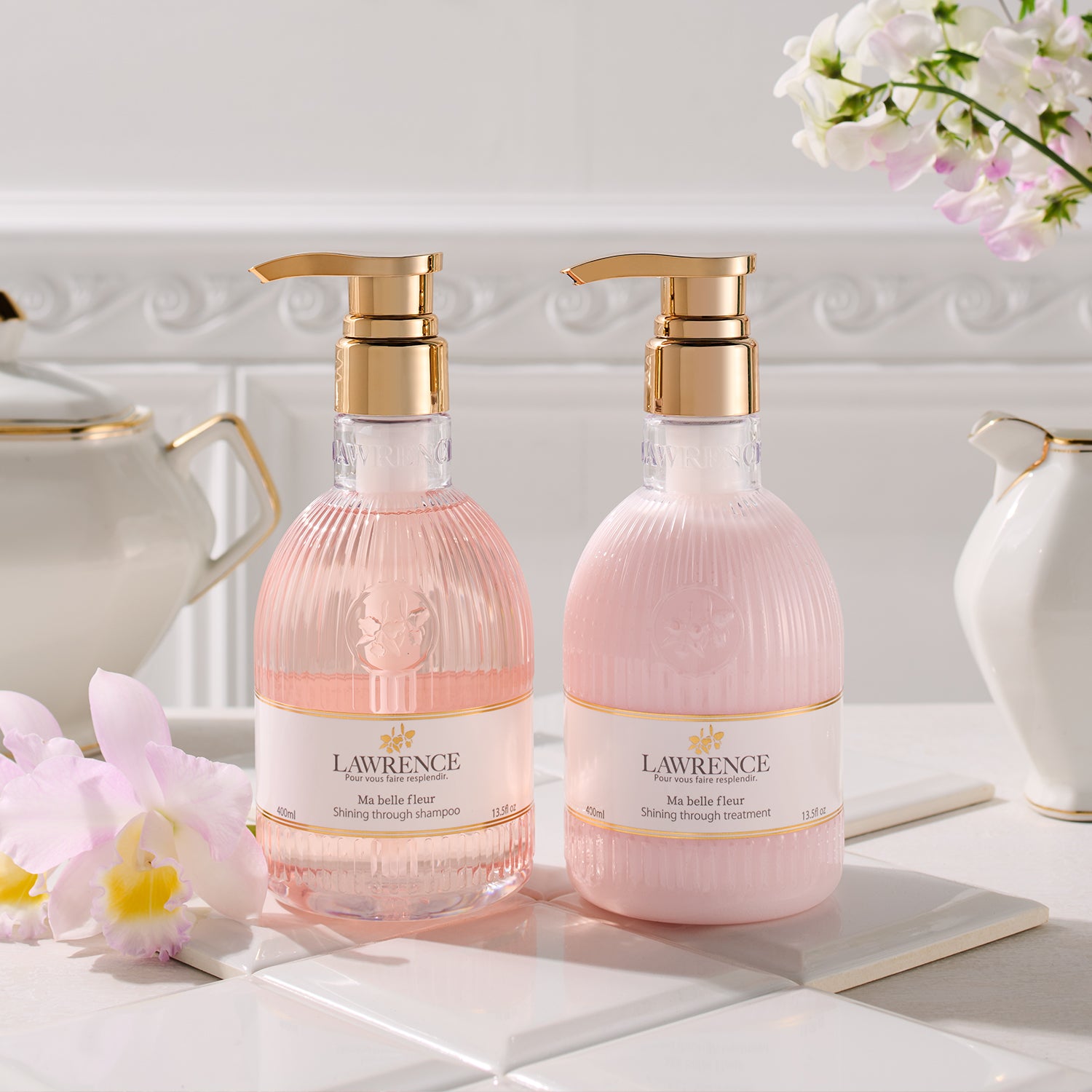 【オンライン限定特典付】ロウレンス シャイニングスルーシャンプー&トリートメントセット マベルフルール(スムースタイプ) 各400ml