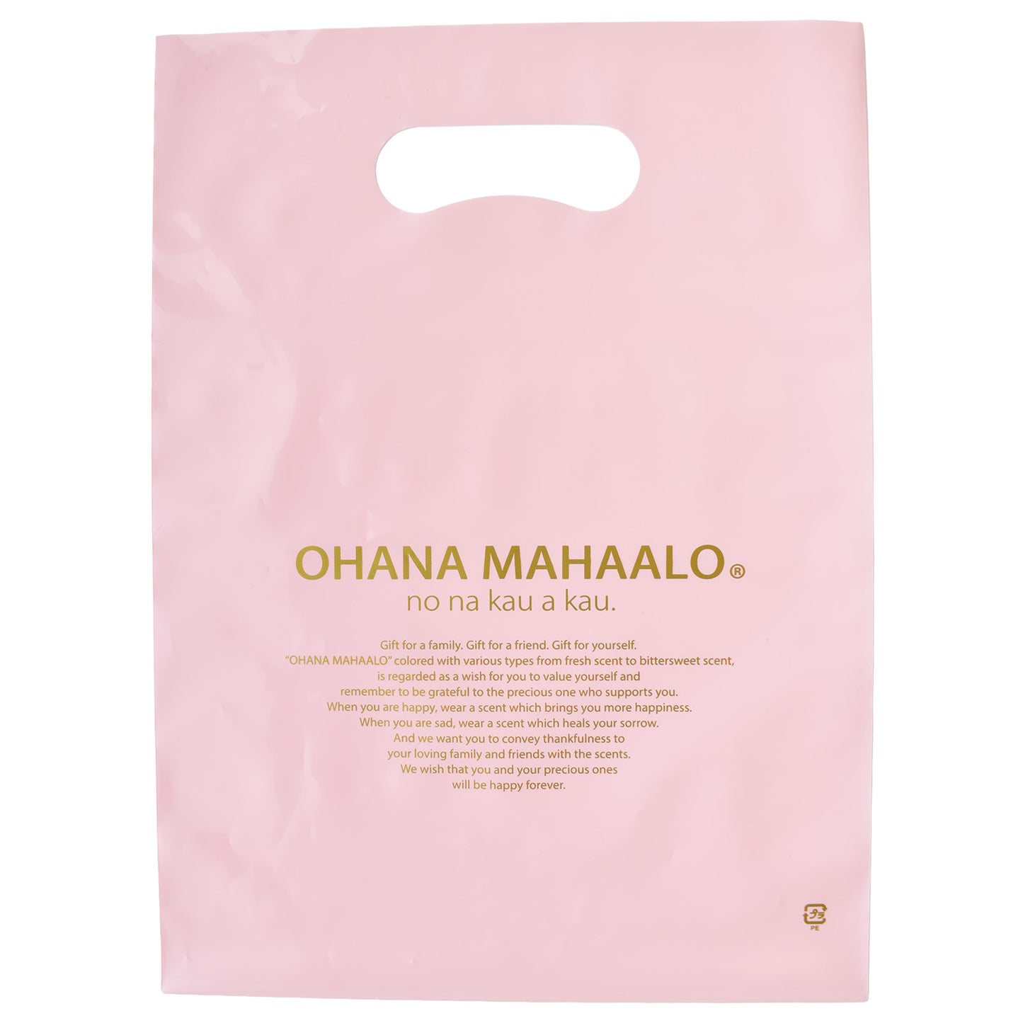 オハナ・マハロ ロゴ入りショッパー袋 ビニール ピンク
