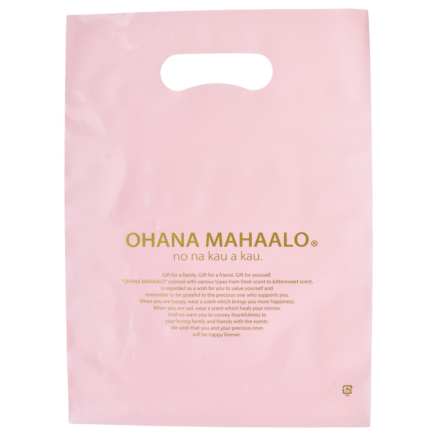 オハナ・マハロ ロゴ入りショッパー袋 ビニール ピンク