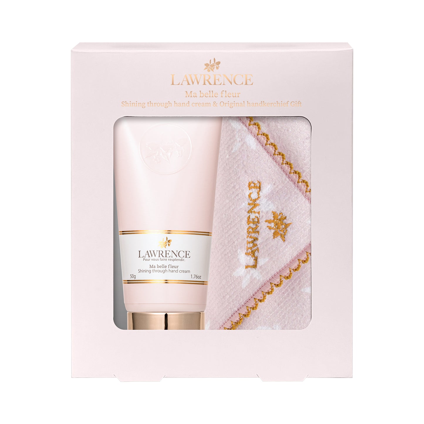 【2月9日12時発売】ロウレンス　シャイニングスルーハンドクリーム　オリジナルハンカチギフト　マベルフルール(ハンドクリーム50g / オリジナルハンカチ1枚)