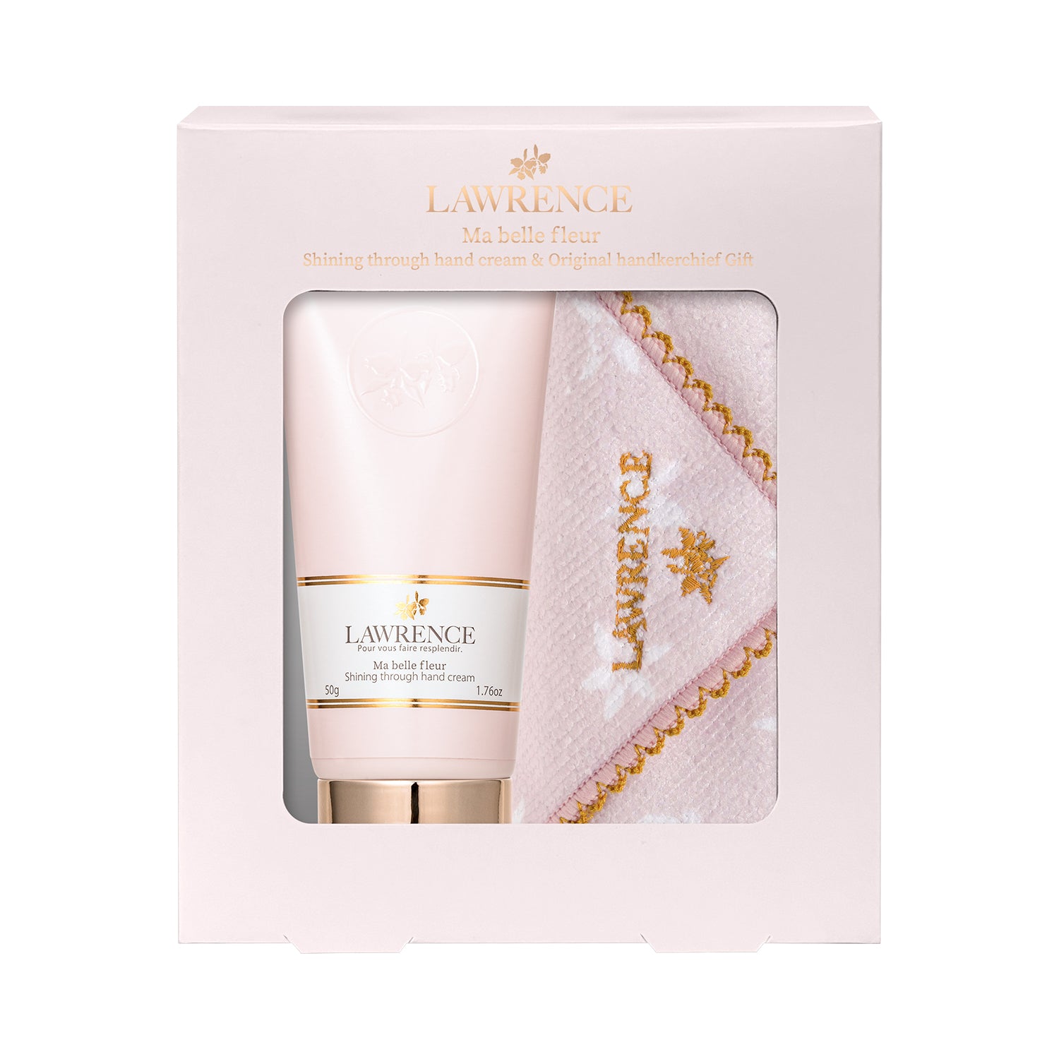 【2月9日12時発売】ロウレンス　シャイニングスルーハンドクリーム　オリジナルハンカチギフト　マベルフルール(ハンドクリーム50g / オリジナルハンカチ1枚)