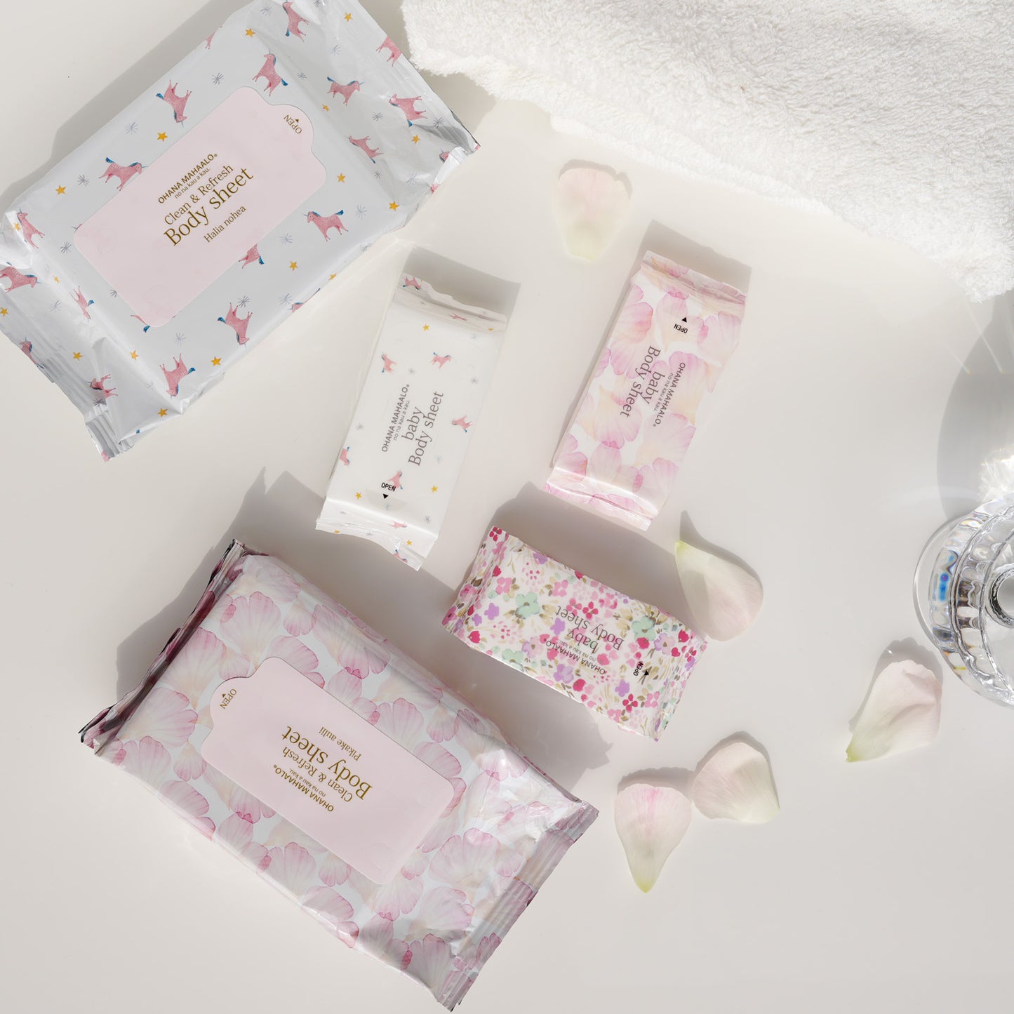 【3月9日12時発売】オハナ・マハロ　フレグランス　ミニボディシート（ピカケ・ハリーア・ラウレアセット）7枚入り×3