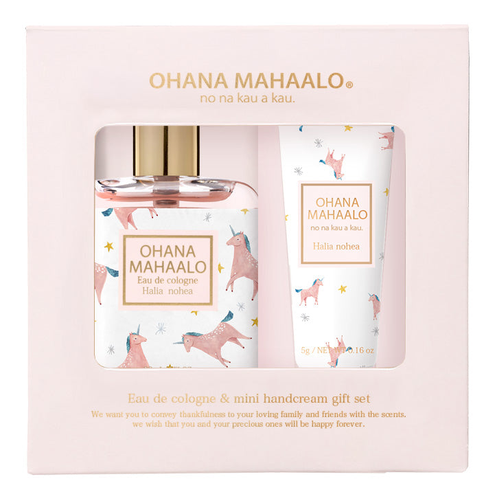 【10%OFF】オハナ・マハロ　サンクスギフト　オーデコロン＆ミニハンドクリーム　〈ハリーア　ノヘア〉　オーデコロン30mL/ハンドクリーム10g